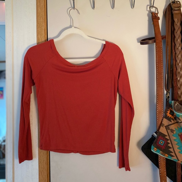 Burnt Orange Button Up Crop Top - Picture 2 of 2